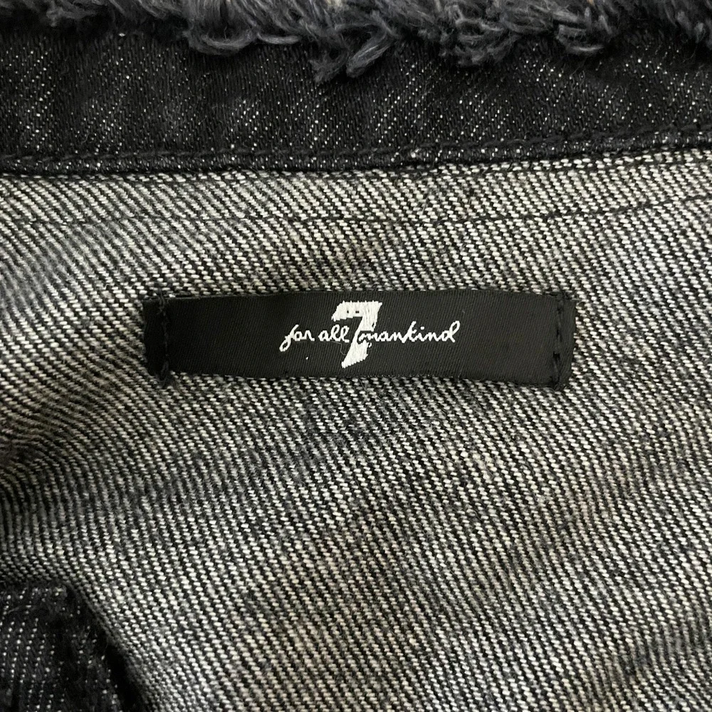 7‎ For All Mankind Cropped Trucker Jacket Black Fringe Denim AU4192091 WOBK S